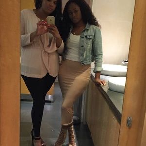 Missguided Nude Midi Bodycon Skirt